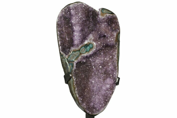 Amethyst Geode Section With Metal Stand - Uruguay #122023